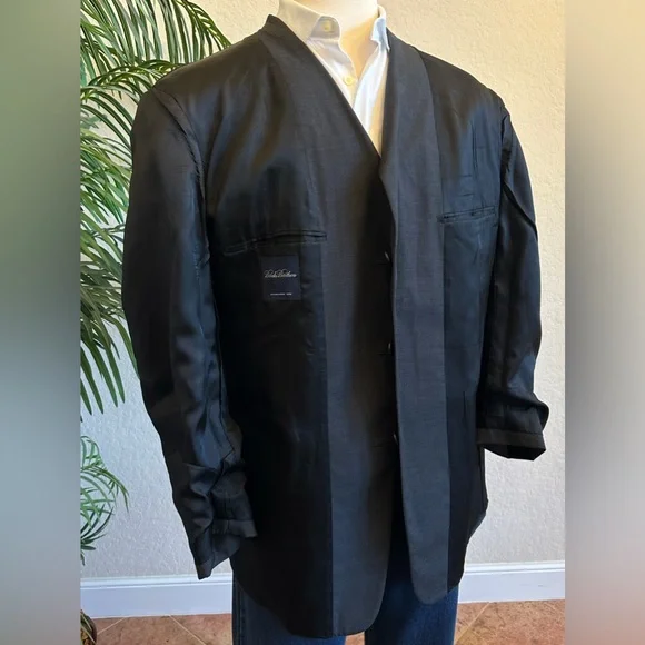 MENS BROOKS BROS BLAZER SIZE 46L LONG GRAY SPORT COAT WORSTED WOOL SUIT JACKET